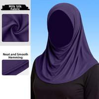 Elegant Ice Silk Women Hijab Scarf Neck Protection Lightweight Ready To Wear Hijab Sun Protection Solid Color Head Cover Lady