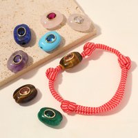 2pcs/Lot Copper Powder Crystal DIY Bracelet Bead Zircon Natural Tiger Eye Stone Oval Charm for Women Bracelet Jewelry Wholesale