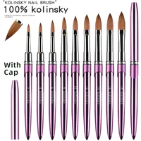 High Quality Professional 100% Pure Kolinsky Acrylic Nail Brush Manicure Kit Round Oval Ombre Sable Resin Custom Nail Brush