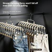 Stainless Steel Pants Hanger with Clips, Multi-Functional Storage Organizer for Trousers, Underwear & Socks, Closet & Balcony Dr