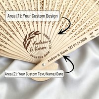 10pcs Personalized Fans with Bag Custom Folding Hand Fan Wooden Hand Fan Wedding Favors for Guests