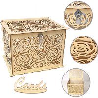 Wedding Gift Card Box Wooden Money Large Box With Lock Mariage Invitation Card Box for Wedding Birthday Decoration Supplies