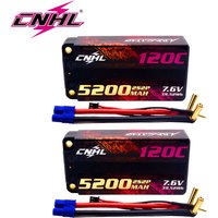 2 Stück CNHL Racing Series LiHV 5200mAh 7,6V 2S 120C HV Shorty Hard Case Lipo-Akku mit EC3-Stecker für RC-Rennbuggy und -Hubschrauber