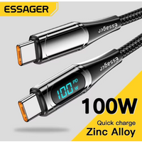 Essager USB Type C To USB C Cable 100W/5A PD Fast Charging Charger Wire Cord For Macbook Xiaomi Samsung Type-C USBC Cable 2M