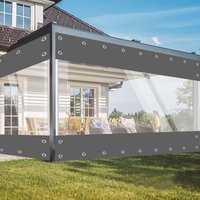 Przezroczysta plandeka PVC odporna na warunki atmosferyczne, grubość 0,55 mm, plandeka PVC wodoodporna, 100% wodoodporna, pyłoszczelna, bariera przeciwbryzgowa, zatrzymująca ciepło zimą, cień latem,