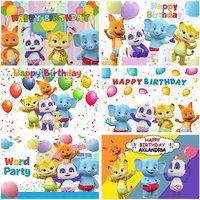Cartoon Word Party Theme Background Kids Children Birthday Party Baby Shower Decoration Newborn Photography Backdrops Customized