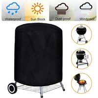 Round Black Outdoor Grill Cover Fire Pit Stove BBQ Covers Waterproof Heavy Duty Garden 210D Cloth Electric BBQ Protection Cover