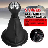 For Peugeot Partner Citroen Berlingo II 2008 2009 2010 2011-2018 5 Speed Car Interior Gear Shift Knob with Gaiter Leather Cover