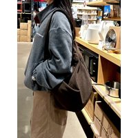 Retro Large Capacity Canvas Shoulder Bag Men's Casual Style Dumpling Shape Tote Bag Crossbody Bag for Daily Use Lazy Harajuku...