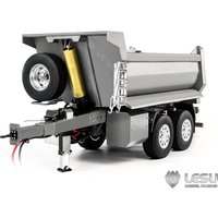 1/14 LESU RC Hydraulic 2 Axles Full Trailer Unpainted Metal Lift KIT with Lights for Remote Control DIY Dumper Truck Toy TH23102