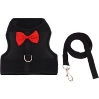 Polyester Bunny Harness Leash Breathable Adjustable Size Rabbit Harness Vest Escape-Proof Bowtie Training Rope Small Pets Use