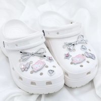 Silvery Hello Kitty Set Girls Women Shoe Charms DIY Hole Shoes Detachable Buckle Garden Shoes Accessories Festival Gift