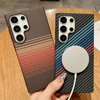 Ultra Thin Magnetic Carbon Fiber Texture Case For Samsung S25 S24 S23 S22 Note10 Plus 20 Ultra For Magsafe Wireless Charge Cover