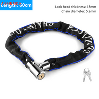 (HB05)Bike Chain Lock Bicycle Heavy Duty Safety Lock 60CM Metal Anti-theft Mountain Road Motorcycle Scooter Padlock With Key
