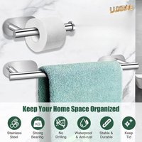 Bathroom Towel Rail Set Without Drilling Stainless Steel Bathroom Hardware Accessories Set Adhesive Paper Roll Holder Wall Hooks
