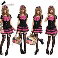 Cosplay Women's Dress Slim Y2k Polka Dot 2Piece Set Costumes Bow Top+Mini Skirt Harajuku Summer Japanese Kawaii Basics Dresses