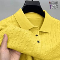 Mens Autumn Thick Cable Knit Pullover Sweater VNeck Button Design Fit Long Sleeve Warm Heavyweight Knitted Outerwear for Men