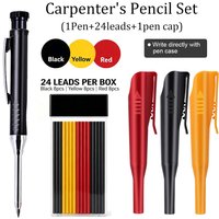 2.8mm Solid Carpenter Pencil with Pencil Cap and Built-in Sharpener for Deep Hole Mechanical Pencil scribing Marking Woodworking