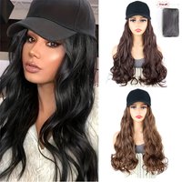 Synthetic Wig Hat Female Black Long Curly Hair Baseball Cap Fashion Adjustable festival Cap Wig Cosplay