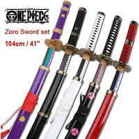 3-Pcs Set Roronoa Zoro Swords 104Cm Handmade Katana Japanese Anime Cosplay Shusui Enma Kitetsu Free Sword Holder And NM31
