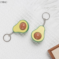 〔YS1〕Avocado Massage Bead Keychain Decompression Toys Mini Finger Wrist Neck Massager Fun Fruit Pendant Creative Lanyard Keyring