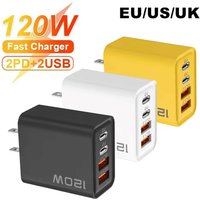 Total 120W USB Charger 4 Ports PD Type C Fast Charging Charger Power Adapter Quick Charge Multi Port EU/US/UK Plug Wall Charger