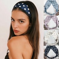 New Retro Polka Dot Printed Headband with Satin Fashionable Women's Elastic Hair Accessory Sports Yoga Outdoor Dating Headband