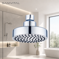 SANIVITAL Built-in Filter Fixed Rain Shower Head 360° Rotatable Anti-Clog Silicone Nozzle G1/2 Chrome Overhead Sprayer
