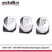 100PCS 10V 16V 25V 35V 50V 100uF 10V100uF 16V100uF 25V100uF 35V100uF 6.3*7.7MM 5×5.4 SMD Aluminium Electrolytic Capacitor SMT