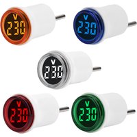 AC 220V 30mm Circular EU Plug LED Digital Display AC Voltmeter Indicator Light 50~500V Range for Industrial Signal Indication