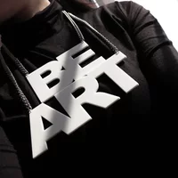 KUGUYS (2pcs/lot) Big White Letter "BE ART" Pendant Necklace for Women Hyperbole Accessories Silver Color Chain Acrylic Jewelry