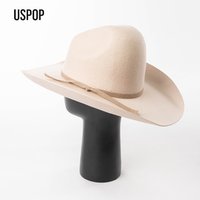 USPOP 100% Wool Felt Wide Brim Fedora Hat for Women Elegant Luxury Western Style Cowboy Hat with Ribbon Bow