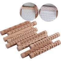 Pottery tools wooden texture mud roll mud stick, waves, stars, pebbles, printed texture sticks Polymer Clay Textured Print Set