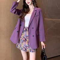 2024 Autumn Women's New Spliced V-neck Button Pocket Fashion Solid Color Loose Minimalist Casual Versatile Long Sleeve Blazers