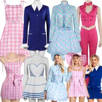 Margot Cosplay Pink Dress Women Costume Fantasy Disguise Clothes for Adult Women Roleplay Fancy Dress Up Halloween Carnival Suit