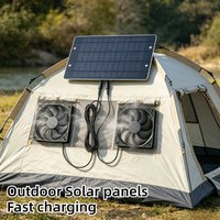 Solar Powered Dual Cooling Fan Kit Waterproof Solar Panel Ventilation Fan for Outdoor Shed Chicken Coop Dog House RV Greenhouse