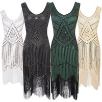 1920s Vintage Sequin Dress For Women Flapper Dress Tassel Hem With 20s Accessory Set Elegant Evening Gown