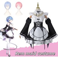 Starting from scratch, Ram cosplay costumes, maid outfits with wigs, black and white Lolita uniforms, suitable for anime exhibit
