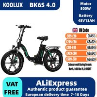 KOOLUX BK6S 4.0 adult E-bike,750W Folding city ebike,48V13AH Electric Bike,20 lnch Fat Tire E-Mountain bike