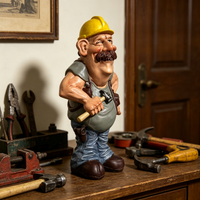 Funny Construction Worker Resin Statue, Novelty Handyman Figurine for Home Decor