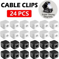 24/12PCS Magnetic Cable Organiser Clips Cable Management Wire Manager Cord Holder Charging Cable Winder Wall Mounted Hook