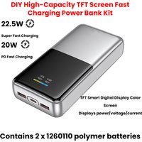 22.5W Fast Charging Power Bank Case TFT Color Screen Digital Display Module 3.7V Ternary Lithium Battery Motherboard Kit