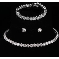 4 pieces of women's fashionable and minimalist necklaces with earrings, bracelets, jewelry sets, banquet and party accessories