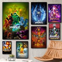 Cool L-LEGOs Cartoon N-Ninjago Painting Calligraphy Canvas Poster: Crease Free Waterproof Durable All Space Wall Decor