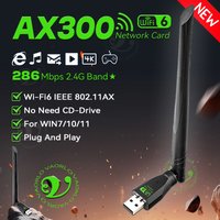 WIFI 6 802.11AX USB WiFi Wireless Adapter AX300 Network Card 2.4G Wi-Fi Mini Dongle Receiver For PC/Laptop Win7/10/11 Drive Free