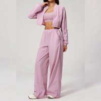 Summer New Yoga Set 2-piece Women's Fitness Set Sunscreen Long Sleeve Zipper Top Outdoor Fitness Exercise Speed Drying Pants