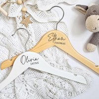 Personalised Baby Hanger Baby's First Outfit New Born Gift Custom Name Wooden Clothes Hanger Nursery Decor Closet Organizer