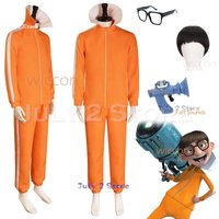 Movie Vector Cosplay Costume Orange Jakect Pant Glasses Wig Outfits Victor Set Mushroom-shaped Halloween Fancy Suit Party Prop