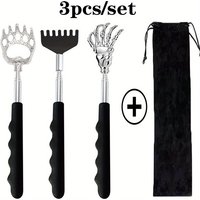 Back Scratcher handle Different Design Stainless Telescopic Back scratchers with Pretty Bag, Portable Extendable Back Massager