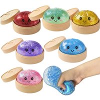 Realistic Giant Dumpling Squeeze Toy with Bamboo Steamer Soft Slow Rebound Sensory Squeeze Toy Relief Anxiety Fidget Stress Ball